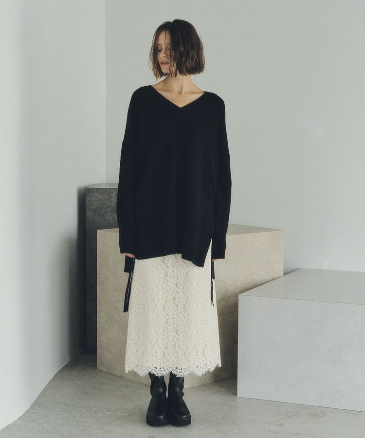 Editt by YECCA VECCA「Vネックドロストデザインニット」|ニット・セーター|