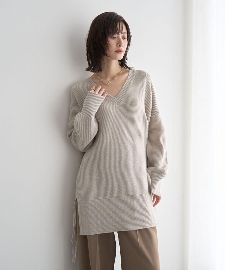 Editt by YECCA VECCA「Vネックドロストデザインニット」|ニット・セーター|
