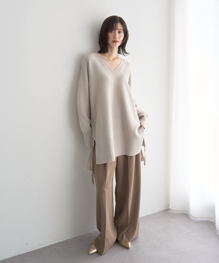 Editt by YECCA VECCA「Vネックドロストデザインニット」|ニット・セーター|