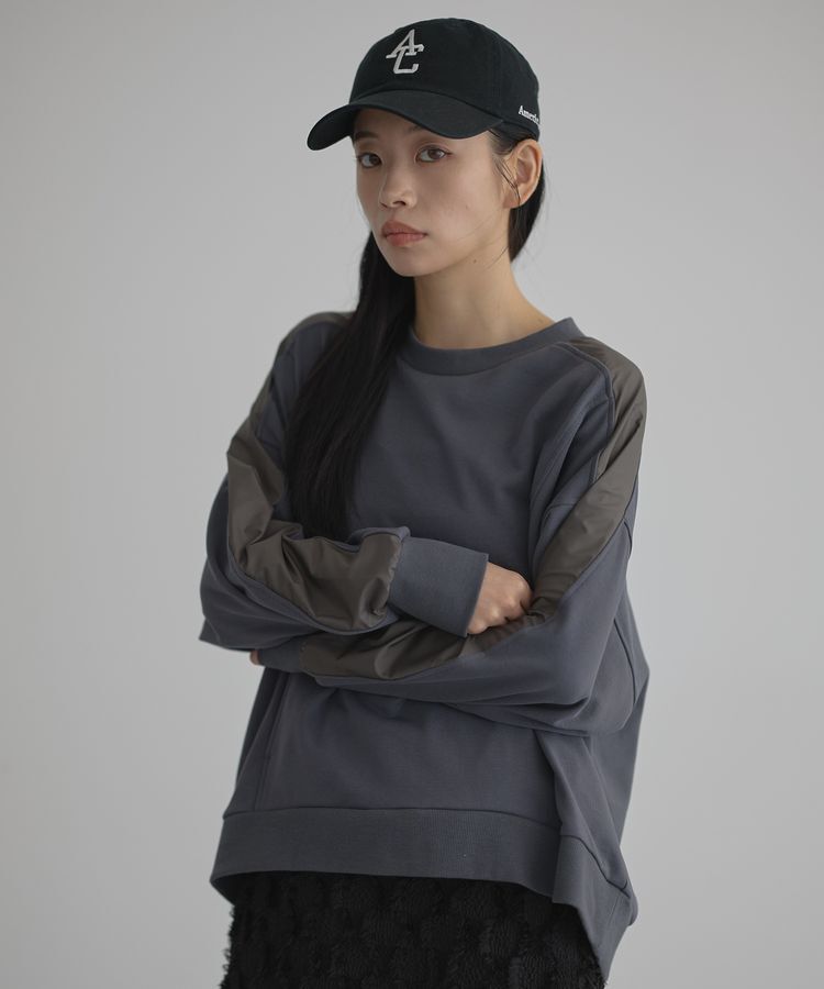 GARAGE OF GOOD CLOTHING「【日本製】異素材切り替えプルオーバー」|Tシャツ・カットソー|Charcoal Gray