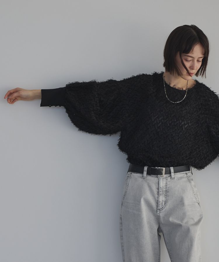 GARAGE OF GOOD CLOTHING「ロングカフスジャガードブラウス」|シャツ・ブラウス|Black