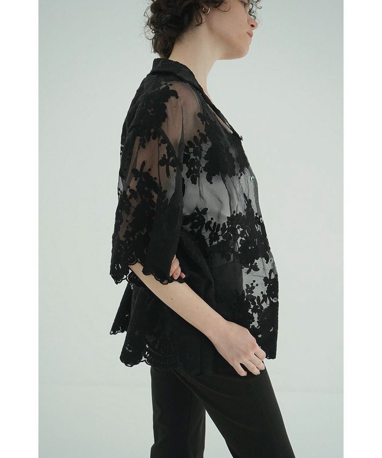GARAGE OF GOOD CLOTHING「【CLANE】sheer frower lace shirt」|シャツ・ブラウス|Black