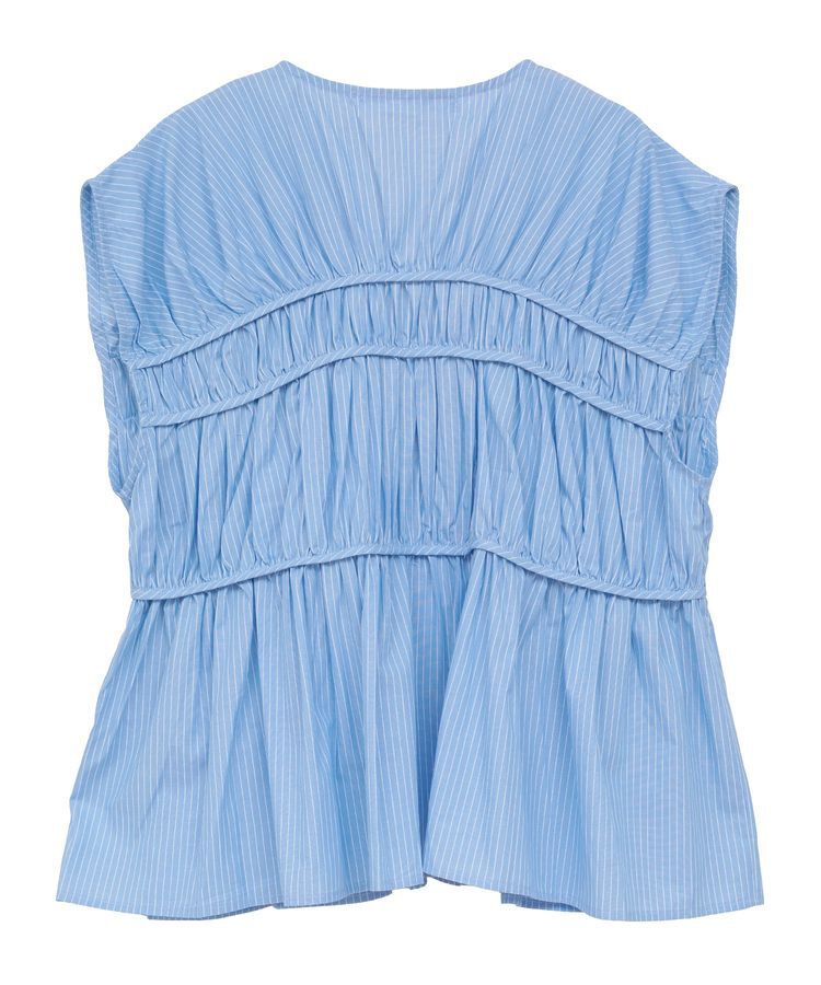 GARAGE OF GOOD CLOTHING「ストライプVネックギャザーブラウス」|シャツ・ブラウス|