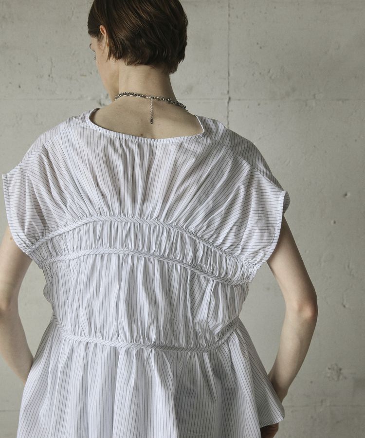 GARAGE OF GOOD CLOTHING「ストライプVネックギャザーブラウス」|シャツ・ブラウス|