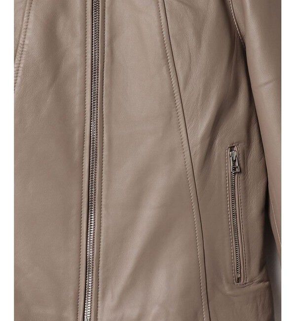 allureville「レザークルーネックジャケット」|ライダースジャケット|