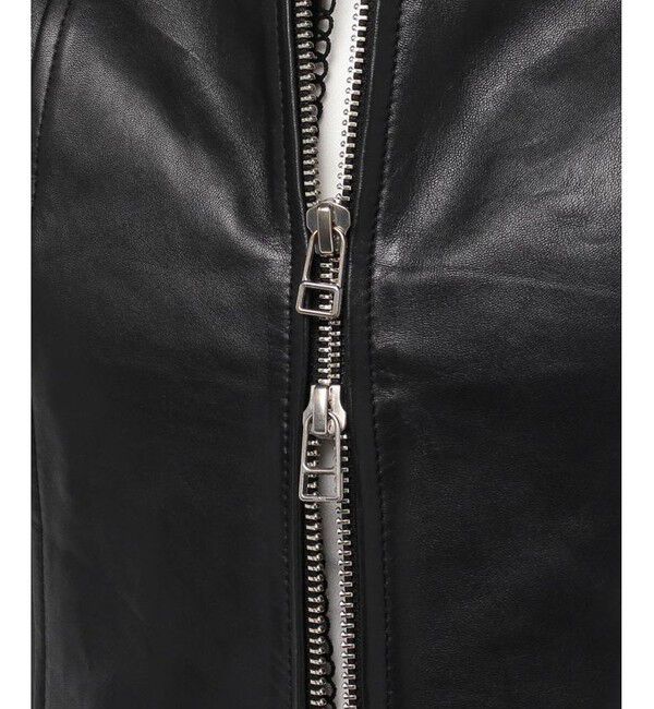 allureville「レザークルーネックジャケット」|ライダースジャケット|