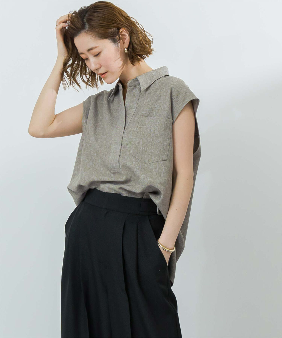 ur's「リネンライクフレンチスリーブスキッパーブラウス」|シャツ・ブラウス|