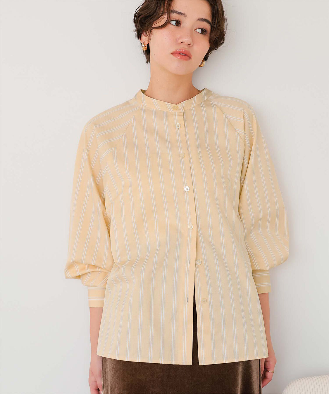 titivate「バックフリルバンドカラーシャツ」|シャツ・ブラウス|