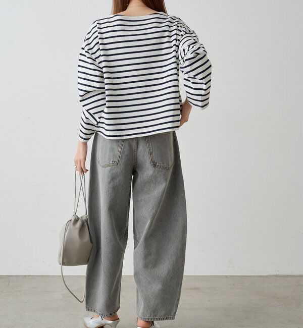  「【低身長・高身長対応/サイズ展開あり】デニムカーブレッグパンツ」|デニム|