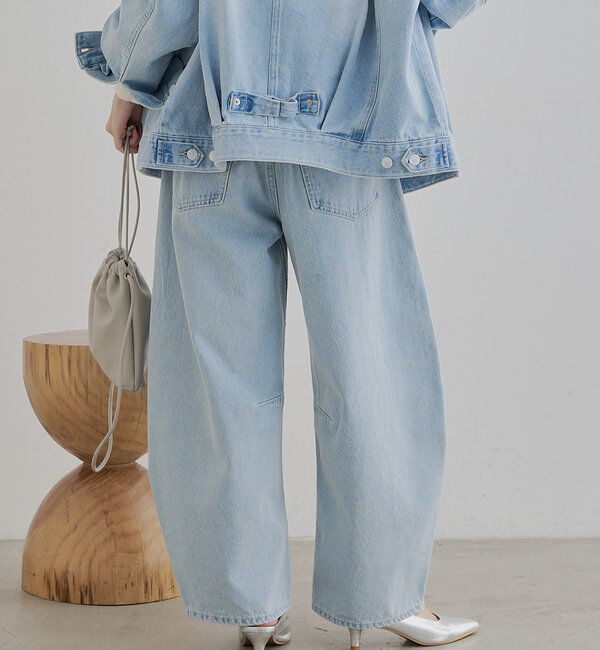  「【低身長・高身長対応/サイズ展開あり】デニムカーブレッグパンツ」|デニム|