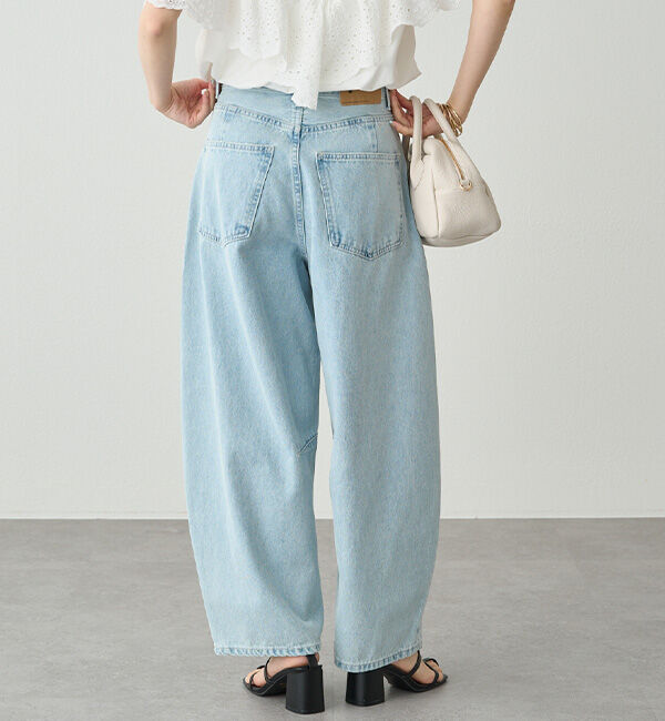  「【低身長・高身長対応/サイズ展開あり】デニムカーブレッグパンツ」|デニム|