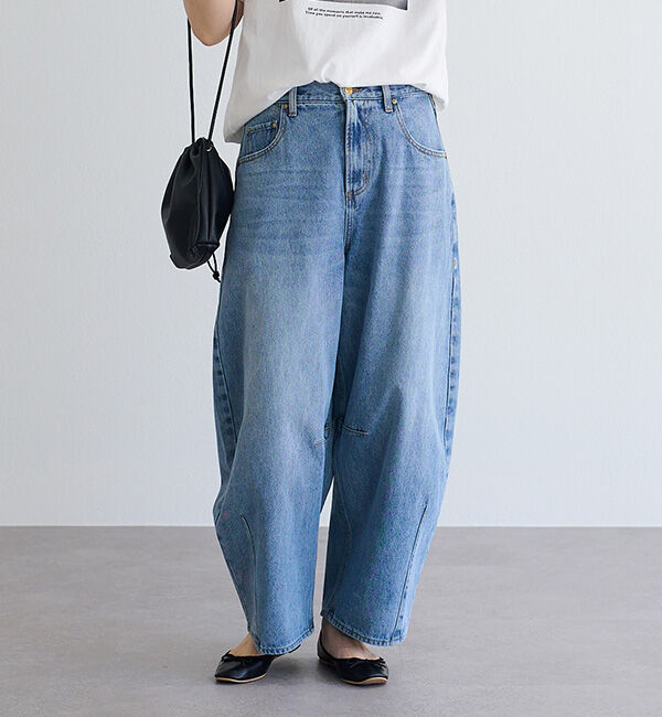  「【低身長・高身長対応/サイズ展開あり】デニムカーブレッグパンツ」|デニム|