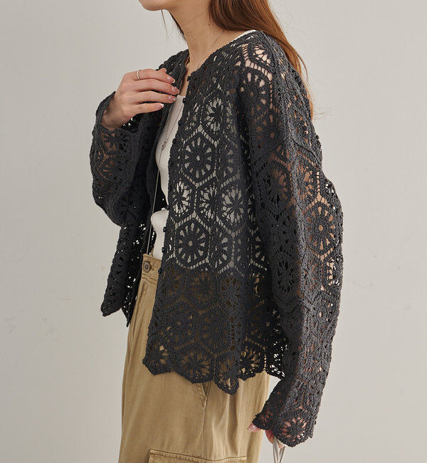  「カギ針編み風2WAYカーディガン」|カーディガン|