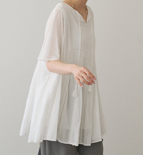  「インドボイルハシゴレースチュニック」|シャツ・ブラウス|