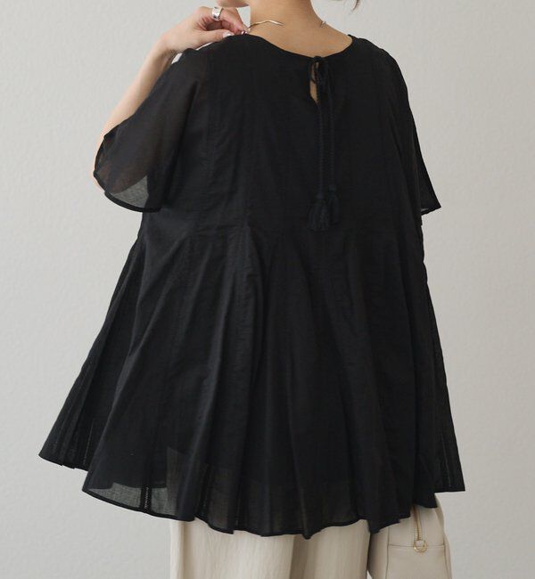  「インドボイルハシゴレースチュニック」|シャツ・ブラウス|ブラック