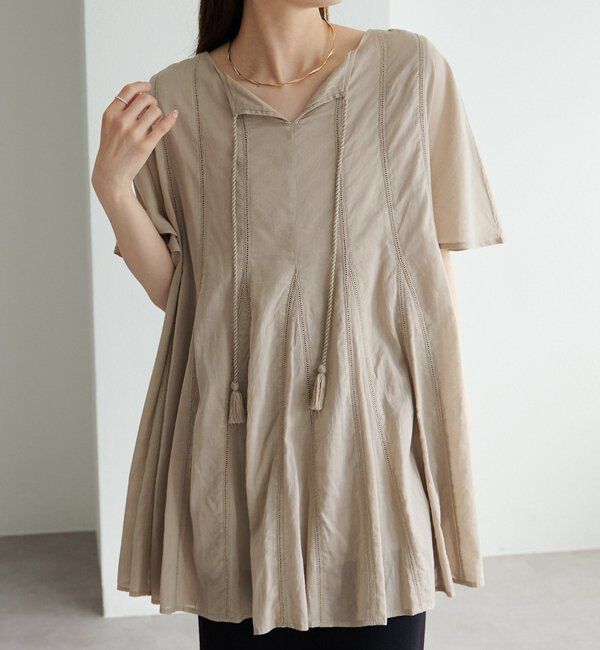  「インドボイルハシゴレースチュニック」|シャツ・ブラウス|