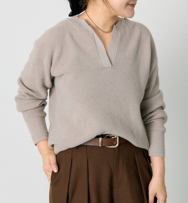  「キーネックワッフルニット」|ニット・セーター|