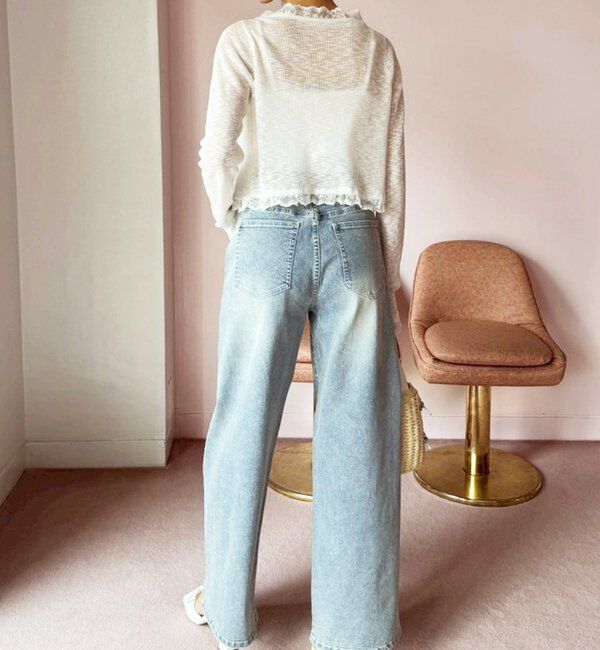  「レース切り替えシアーカーデ」|ニット・セーター|