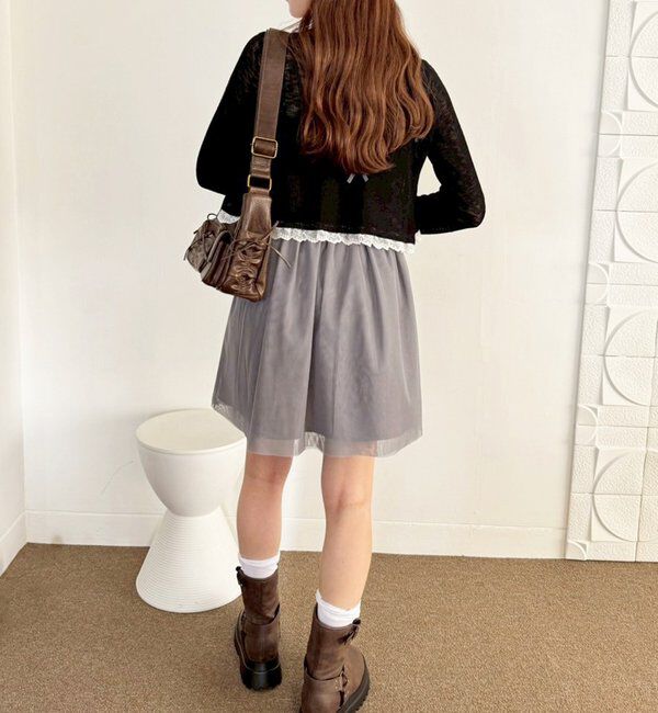  「レース切り替えシアーカーデ」|ニット・セーター|