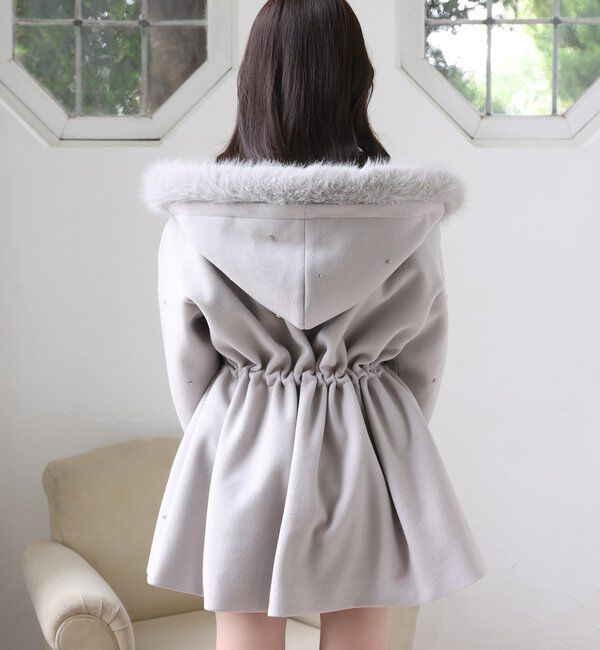 フードフェイクファービジューミドルコート｜ルミネのファッション通販