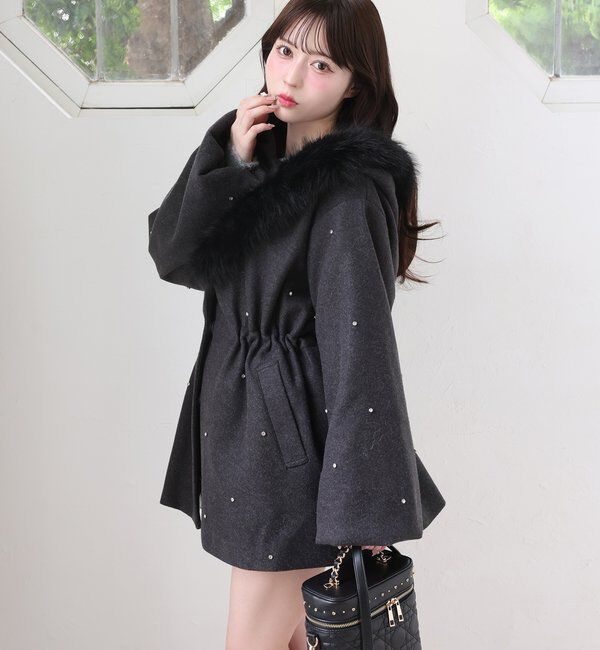 フードフェイクファービジューミドルコート｜ルミネのファッション通販