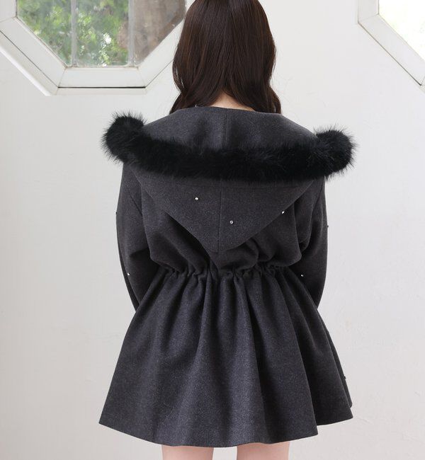 フードフェイクファービジューミドルコート　ナイスクラップ フードフェイクファービジューミドルコート｜ルミネのファッション通販