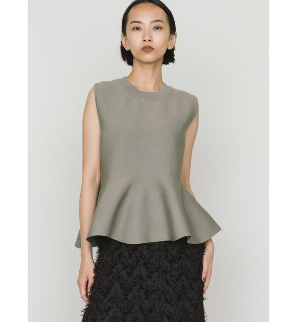 MIDIUMISOLID「MIDIUMISOLID for Ladies ペプラムベスト」|ニット・セーター|グレージュ