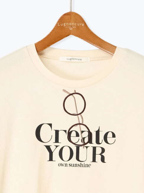 Lugnoncure「メガネ刺繍プリントTシャツ」|Tシャツ・カットソー|