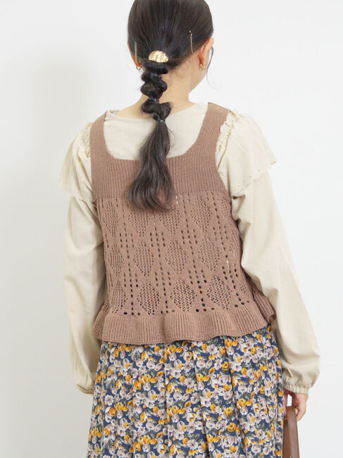 Samansa Mos2「肩ハンカチ刺繍レースカットソー」|Tシャツ・カットソー|
