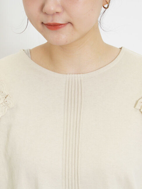 Samansa Mos2「肩ハンカチ刺繍レースカットソー」|Tシャツ・カットソー|