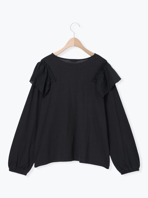 Samansa Mos2「肩ハンカチ刺繍レースカットソー」|Tシャツ・カットソー|