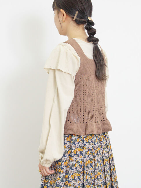 Samansa Mos2「肩ハンカチ刺繍レースカットソー」|Tシャツ・カットソー|