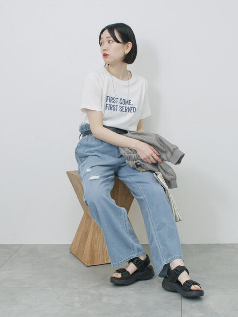 Samansa Mos2 blue「プリントTシャツ」|Tシャツ・カットソー|