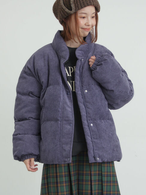 Samansa Mos2「柄アソートコーディロイブルゾン」|ブルゾン・スタジャン|ネイビー