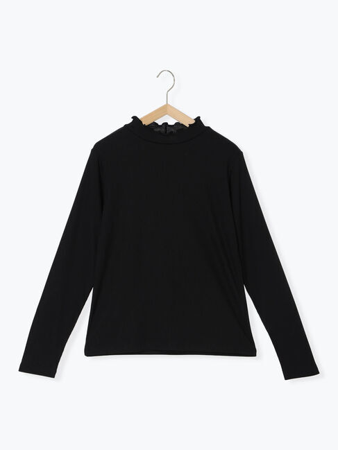 Samansa Mos2 blue「【吸湿発熱】リブフリル衿PO」|Tシャツ・カットソー|