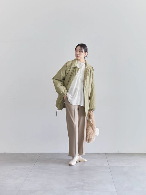 Samansa Mos2 blue「【吸湿発熱】リブフリル衿PO」|Tシャツ・カットソー|