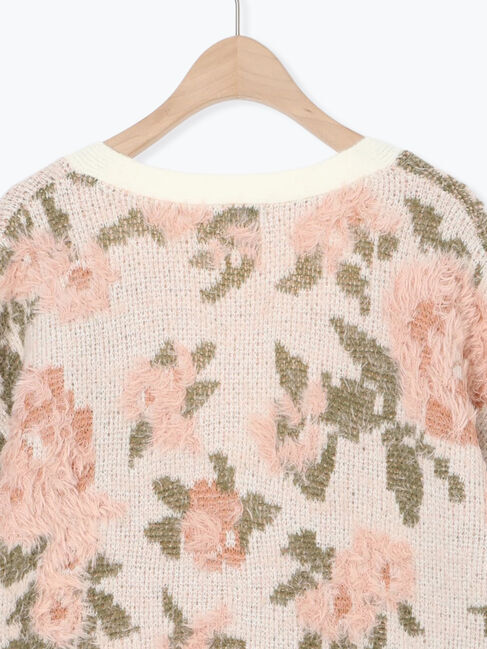 Samansa Mos2「無地・花柄シャギーVネックカーディガン」|カーディガン|