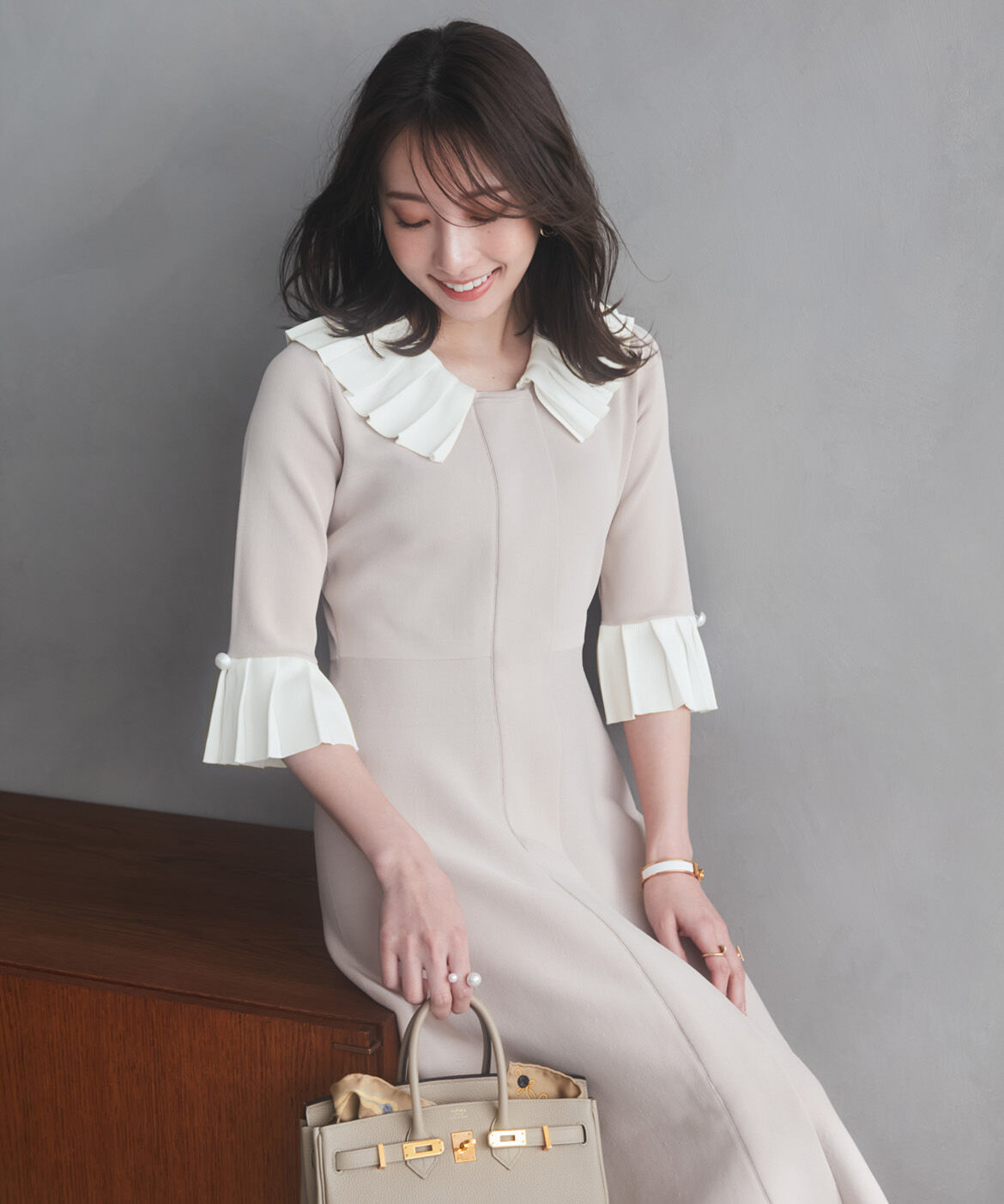 Maglie le cassetto「《大きいｻｲｽﾞ》華やかﾌﾟﾘｰﾂ今どきﾓｰﾄﾞﾆｯﾄﾜﾝﾋﾟｰｽ 」|ワンピース|