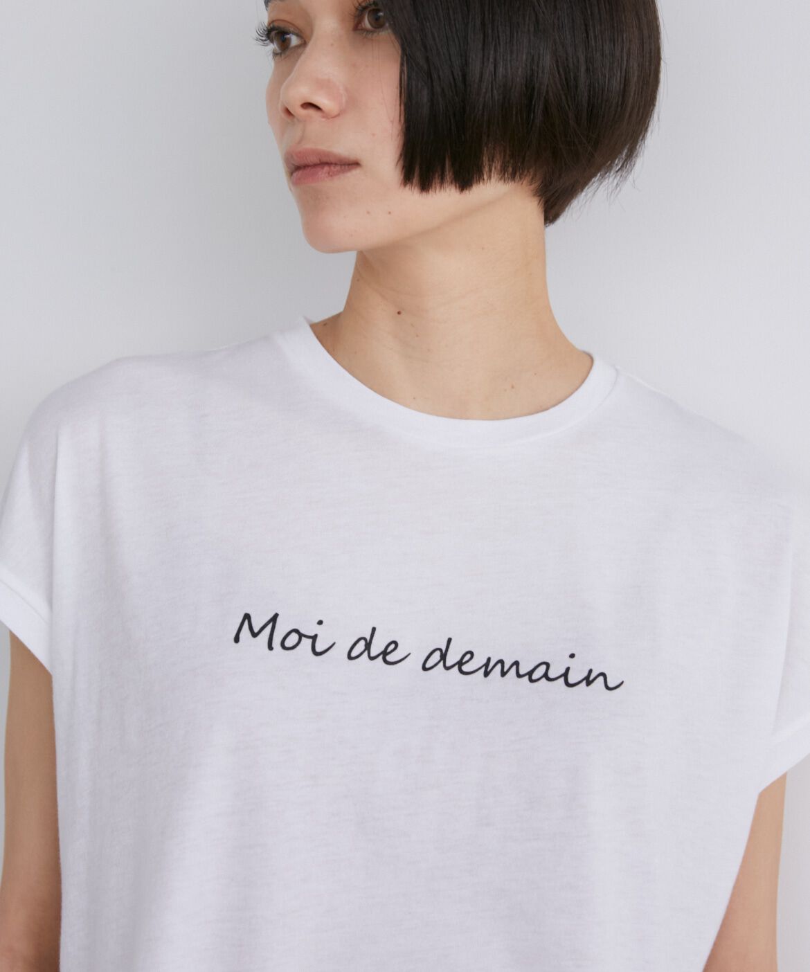 INED「《大きいサイズ》フレンチスリーブロゴTシャツ」|Tシャツ・カットソー|