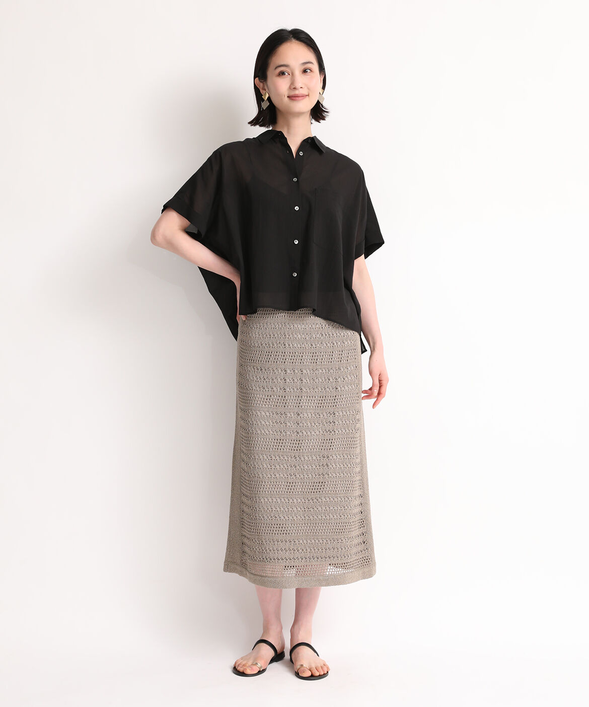 7-IDconcept.「透かし柄ニットスカート」|スカート|