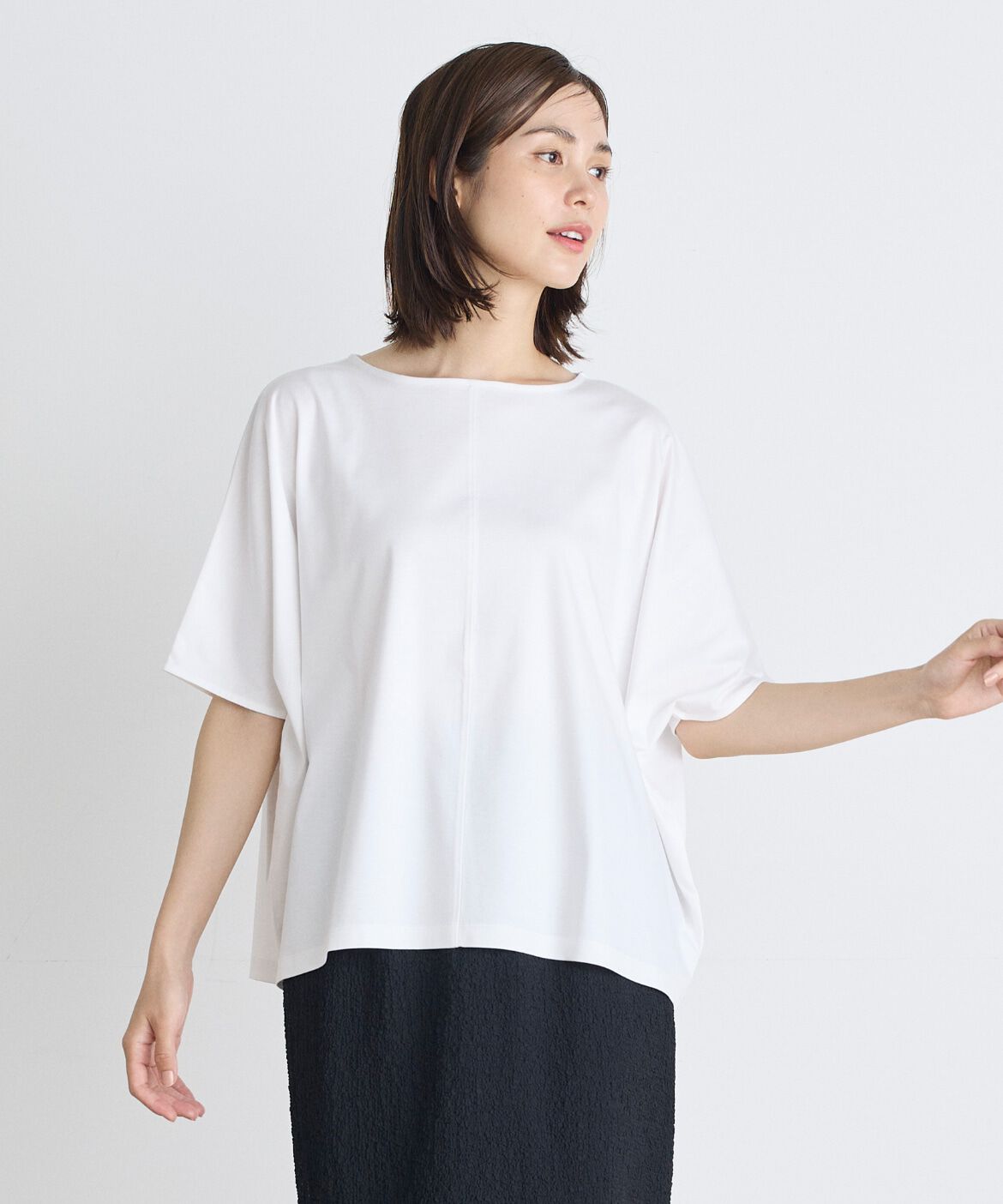 7-IDconcept.「《大きいサイズ》ビッグシルエットカットソー《SUPER COOL TOUCH COTTON》」|Tシャツ・カットソー|オフホワイト1