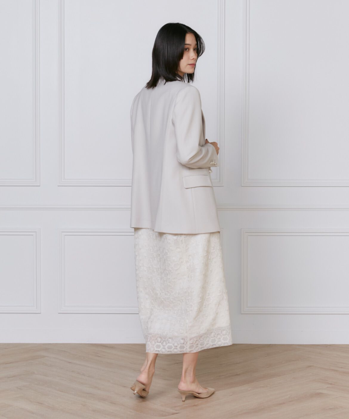 INED「幾何学柄レースドレス」|ワンピース|