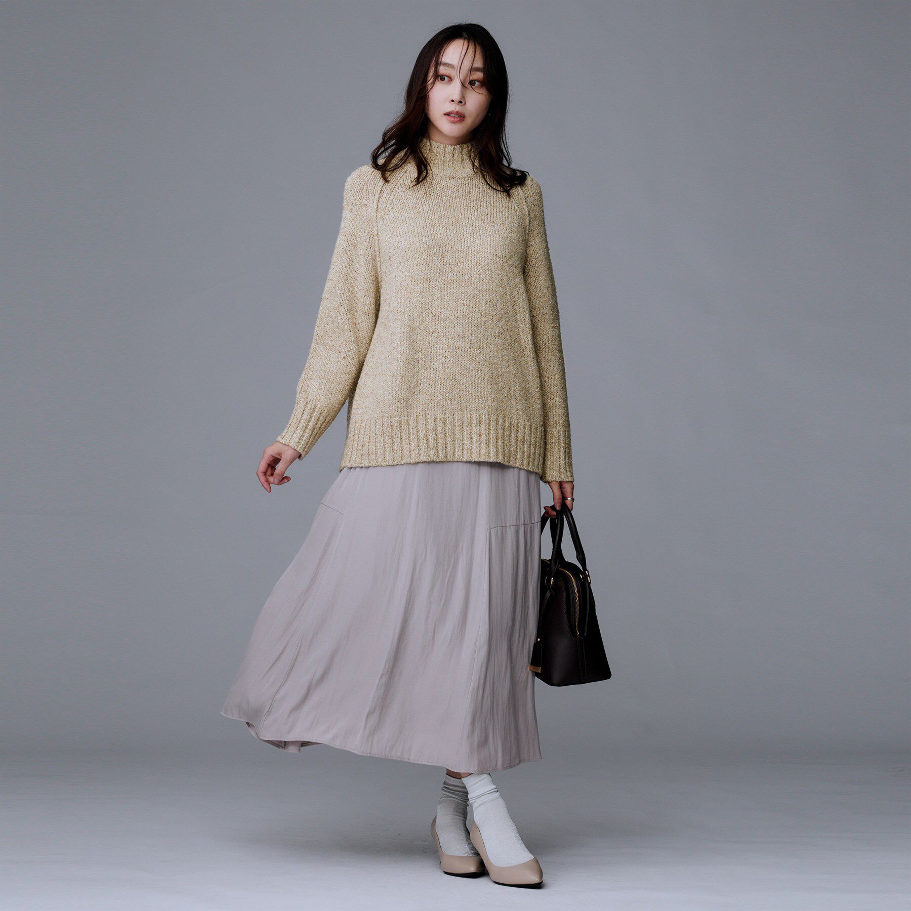 UNTITLED「【ゆったりサイズ】シルクネップ　ボトルネックニット」|ニット・セーター|