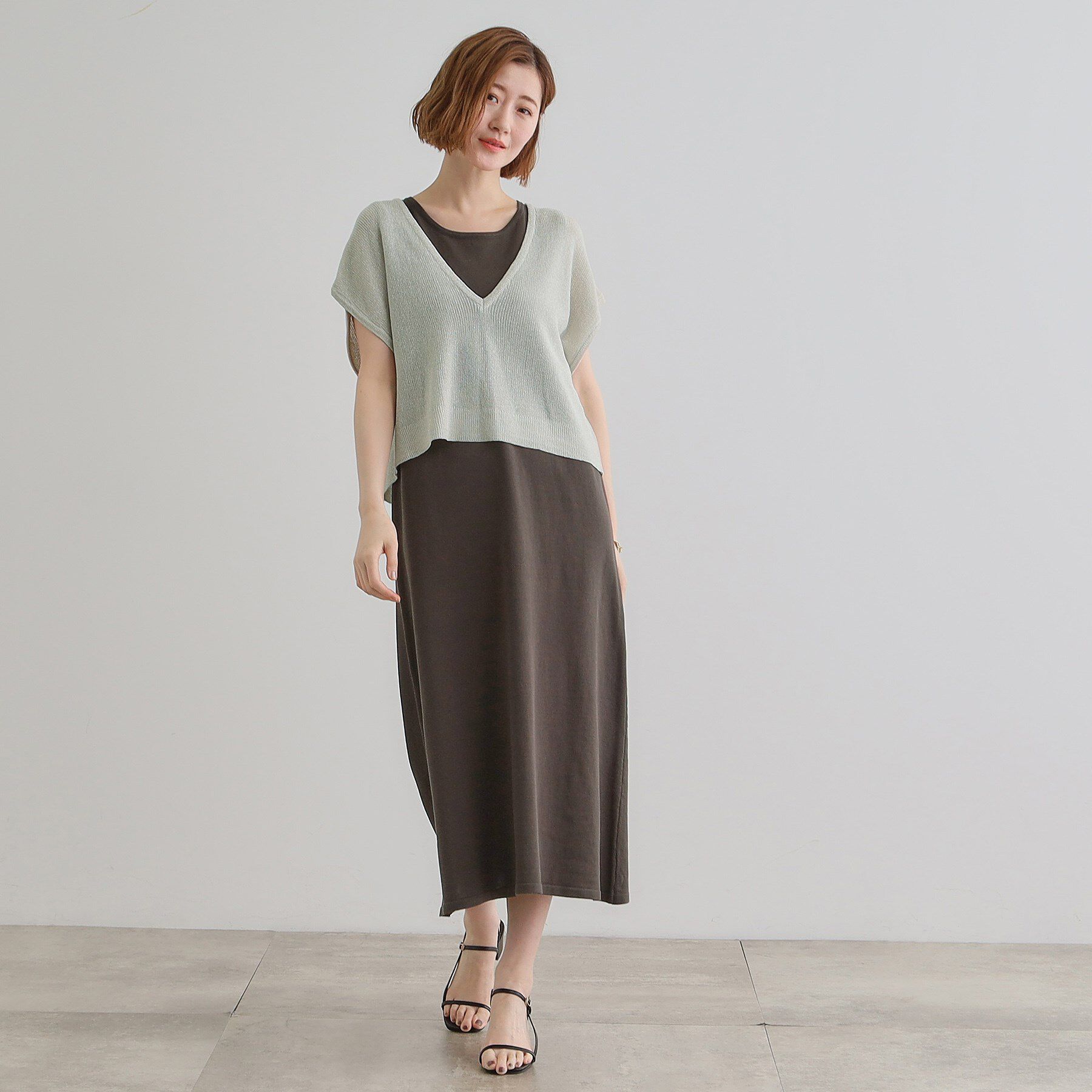 grove「ラメベスト&times;ニットワンピースSET」|ワンピース|