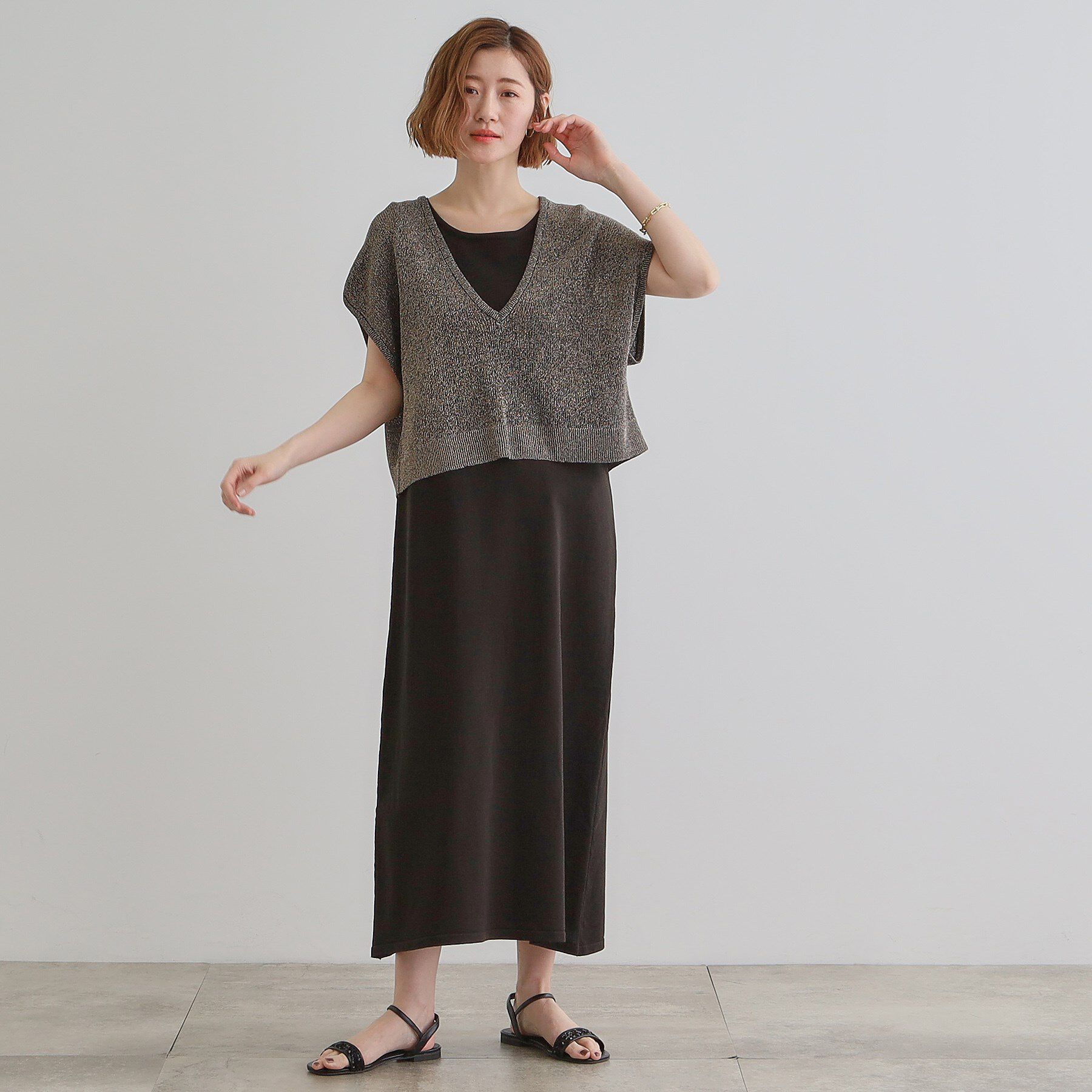 grove「ラメベスト&times;ニットワンピースSET」|ワンピース|