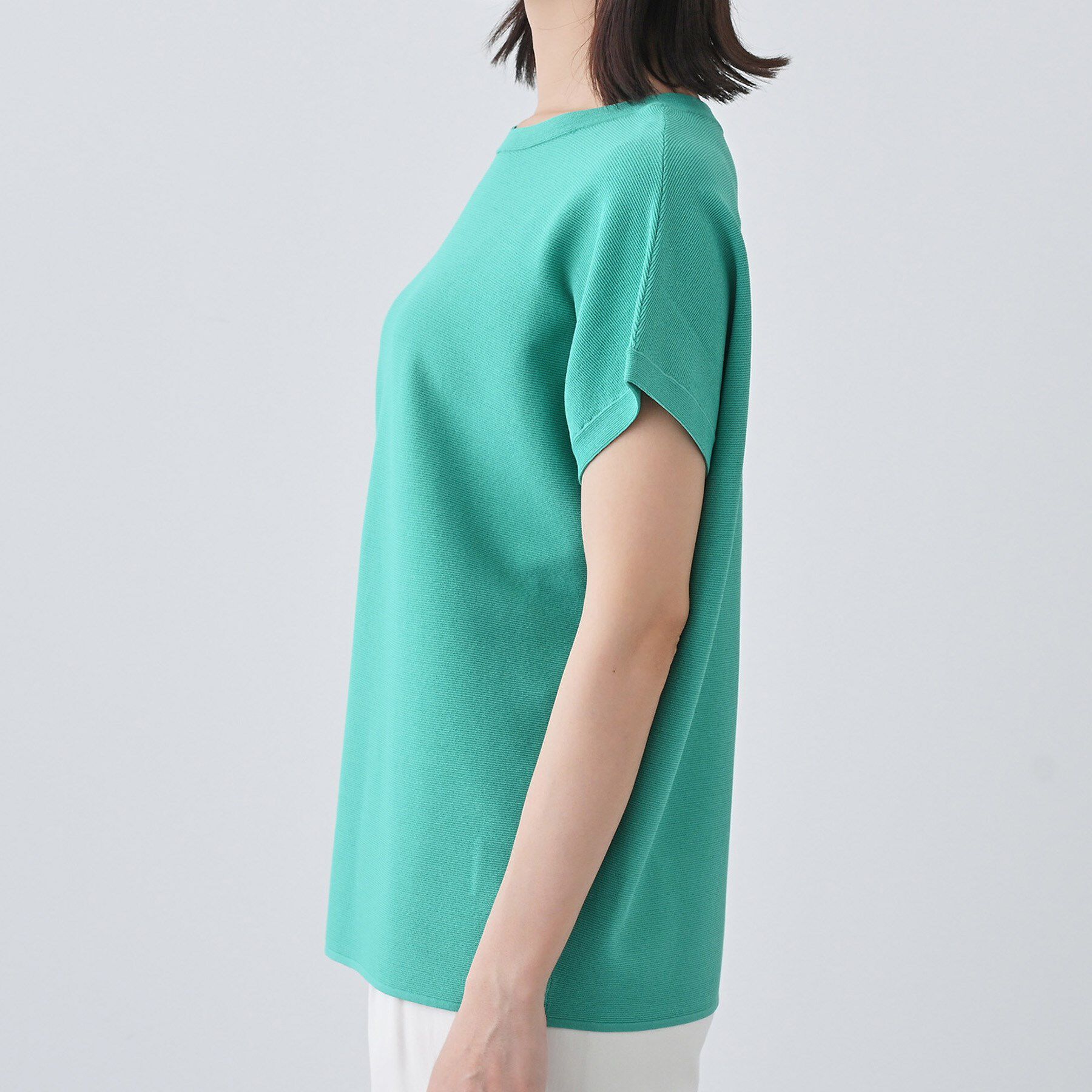 INDIVI「新色登場！【洗える／清涼感】レーヨンストレッチ フレンチスリーブニット」|ニット・セーター|