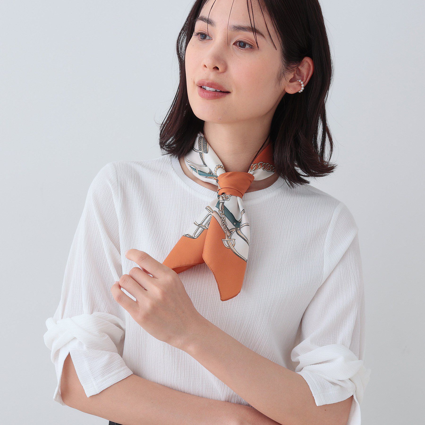 INDIVI「【洗える／吸水速乾／UVケア】ねじりデザイン袖カットソー」|Tシャツ・カットソー|