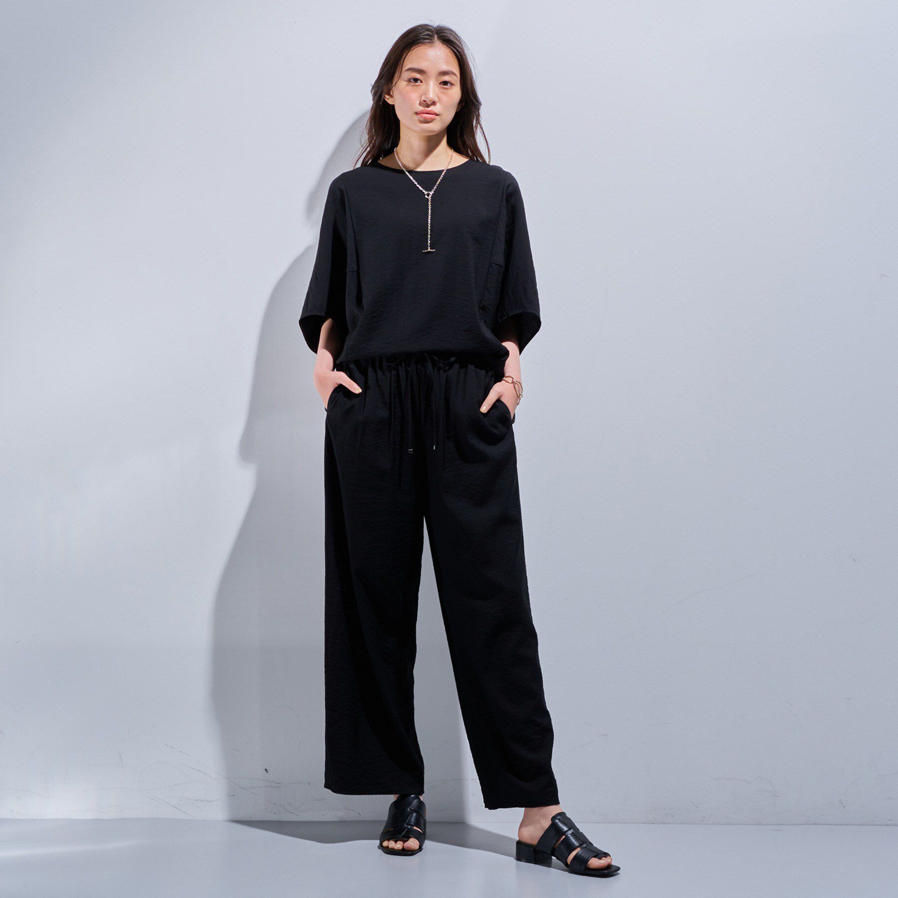 INDIVI「【洗える／5分袖／UVケア／SETUP可能】モモンガスリーブブラウス」|シャツ・ブラウス|