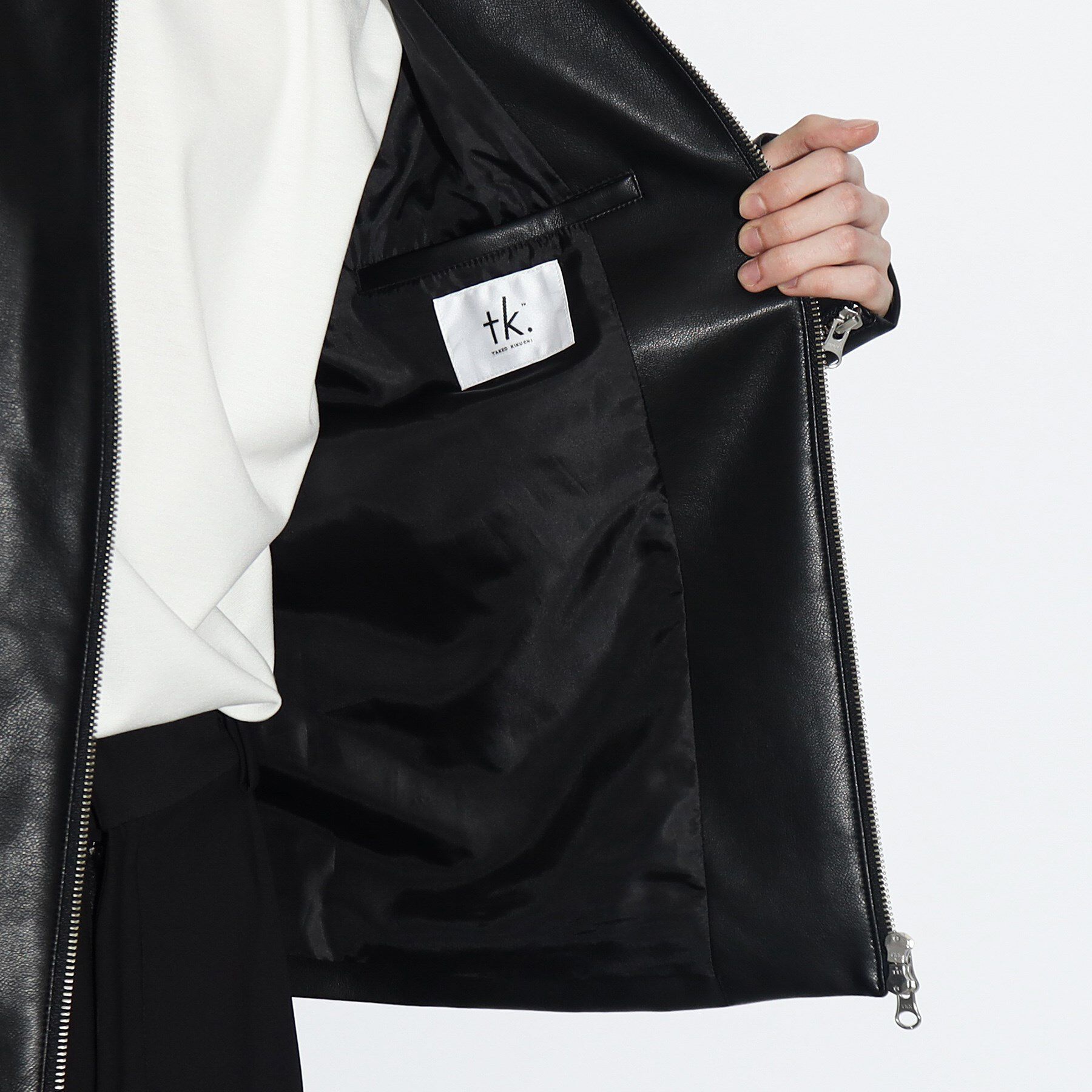 tk.TAKEO KIKUCHI「【WEB限定】シンセティックレザーシングルライダースジャケット」|ライダースジャケット|