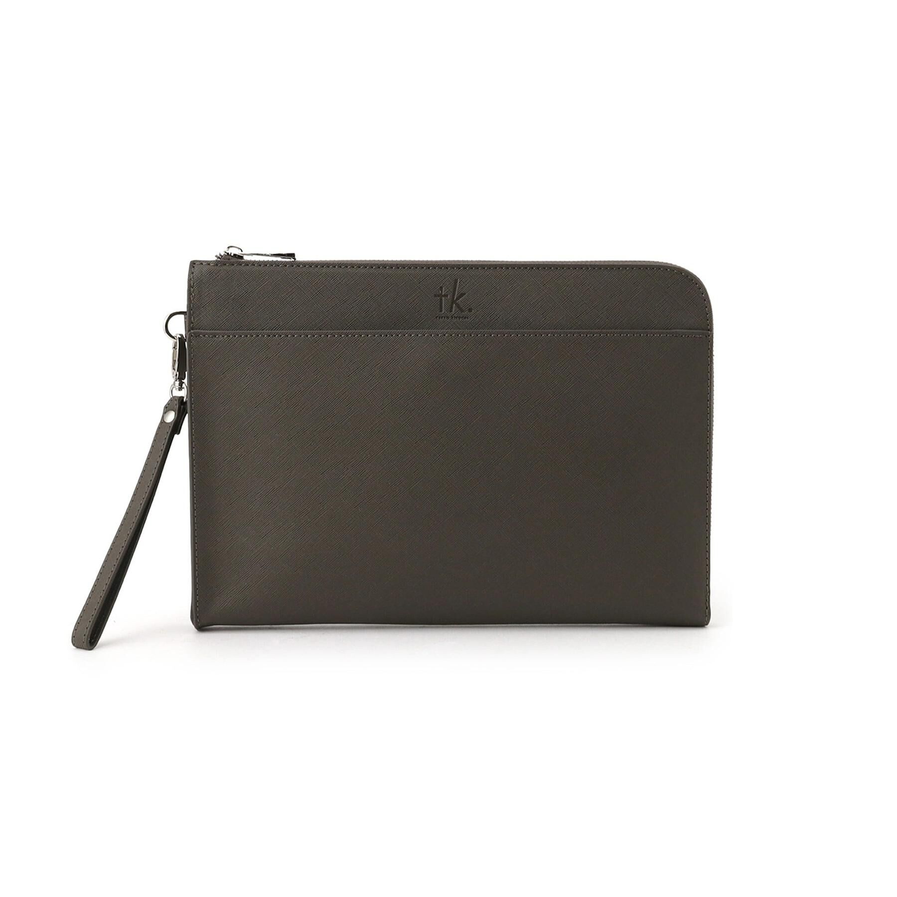 tk.TAKEO KIKUCHI「レザー調ジップクラッチバッグ」|クラッチバッグ|ダークグレー(013